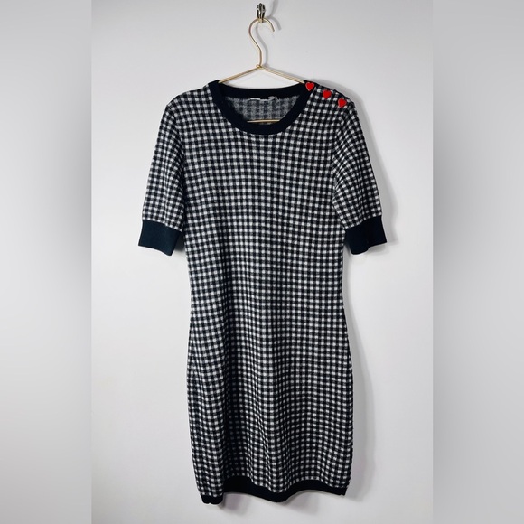 Love Moschino Red Heart Buttons Vichy Print Short Sleeve Dress - Picture 1 of 11